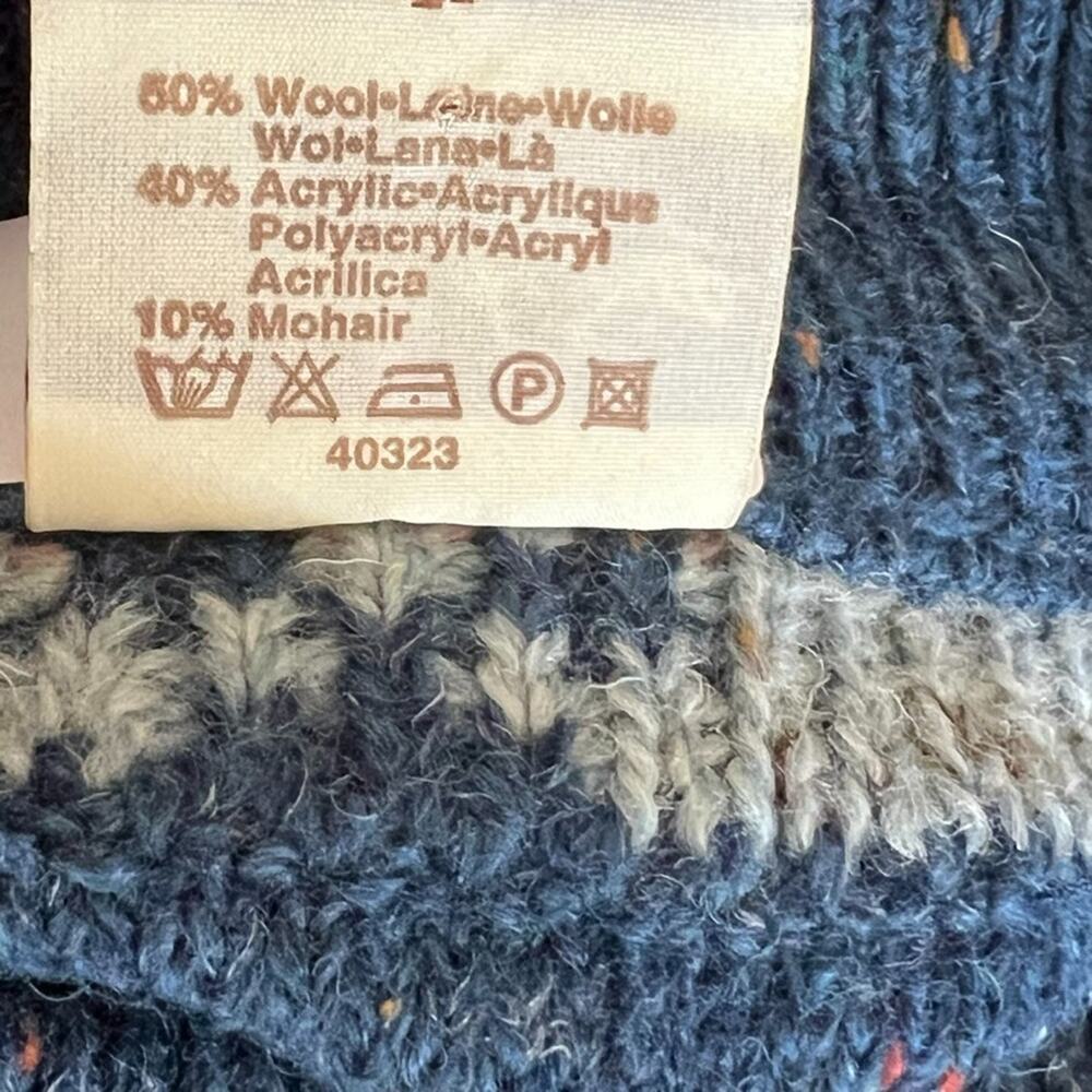 Angelo Litrico Sweater Men's Size XL Blue Fair Isle Wool Blend Crew Neck Knit - Picture 6 of 6